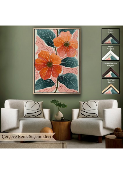 Çerçeveli Dekoratif Kanvas Tablo, Şakayık Çiçekleri TABLO-7640