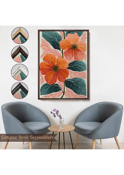 Çerçeveli Dekoratif Kanvas Tablo, Şakayık Çiçekleri TABLO-7640