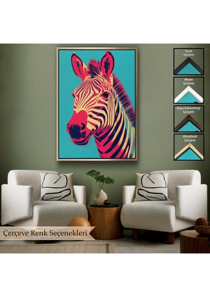 Çerçeveli Dekoratif Kanvas Tablo, Zebra TABLOSU-7642
