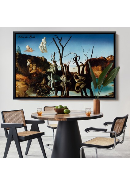 Çerçeveli Tablo, Salvador Dali - Filleri Yansıtan Kuğular Tablo - Swans Reflecting ELEPHANTS-7118
