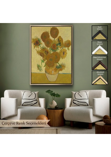Çerçeveli Dekoratif Kanvas Tablo, Vincent Van Gogh - Ayçiçekleri TABLO-7468