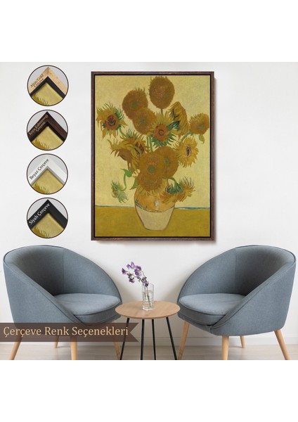 Çerçeveli Dekoratif Kanvas Tablo, Vincent Van Gogh - Ayçiçekleri TABLO-7468