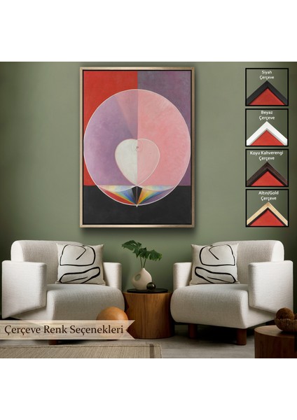 Çerçeveli Dekoratif Kanvas Tablo, Hilma Af Klint - Güvercinler Tablosu - DOVES-7284