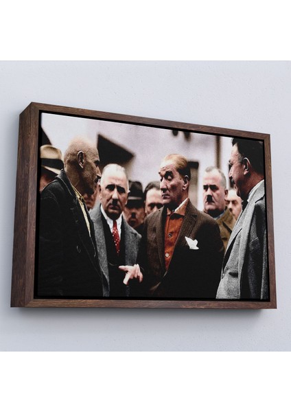 Çerçeveli Dekoratif Kanvas Tablo, Mustafa Kemal Atatürk Yurttaş ile Konuma TABLOSU-7193 fiyatları