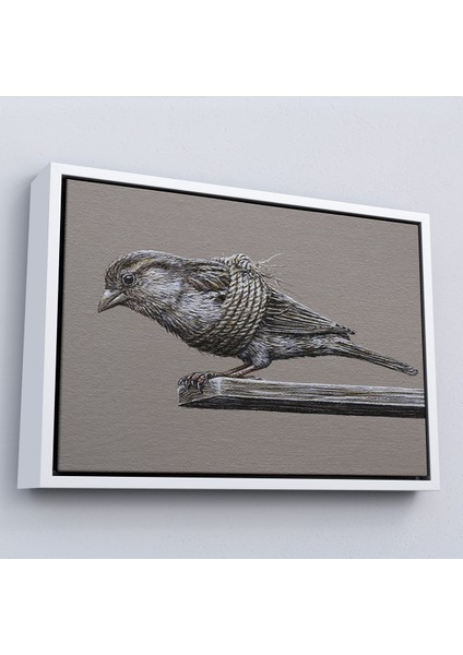 Çerçeveli Dekoratif Kanvas Tablo, Özgürlük Tablosu - Kanatları Bağlı KUŞ-7203