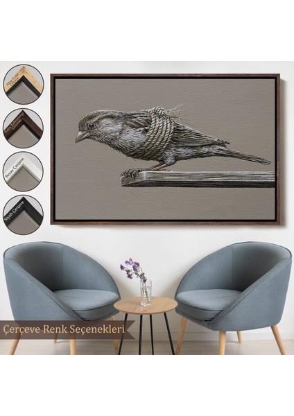 Çerçeveli Dekoratif Kanvas Tablo, Özgürlük Tablosu - Kanatları Bağlı KUŞ-7203