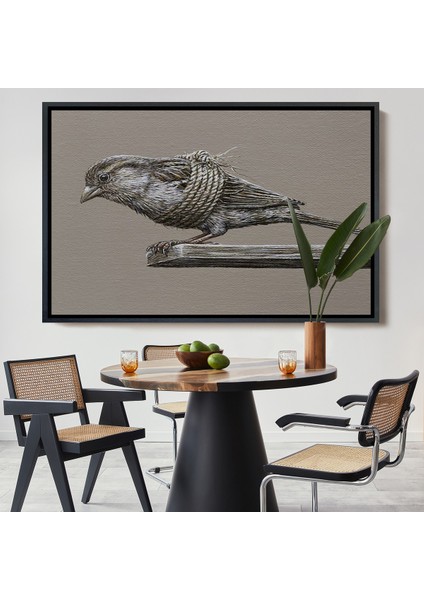 Çerçeveli Dekoratif Kanvas Tablo, Özgürlük Tablosu - Kanatları Bağlı KUŞ-7203