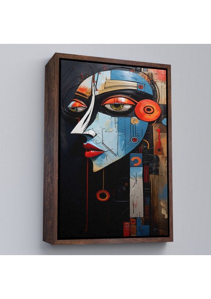 Çerçeveli Dekoratif Kanvas Tablo, Rustik Soyut Kadın TABLOSU-7676