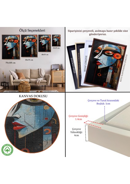 Çerçeveli Dekoratif Kanvas Tablo, Rustik Soyut Kadın TABLOSU-7676 indirimleri