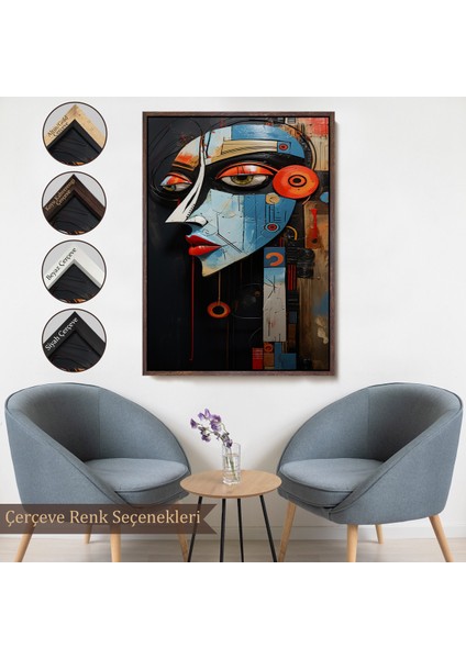 Çerçeveli Dekoratif Kanvas Tablo, Rustik Soyut Kadın TABLOSU-7676