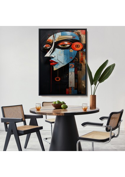 Çerçeveli Dekoratif Kanvas Tablo, Rustik Soyut Kadın TABLOSU-7676