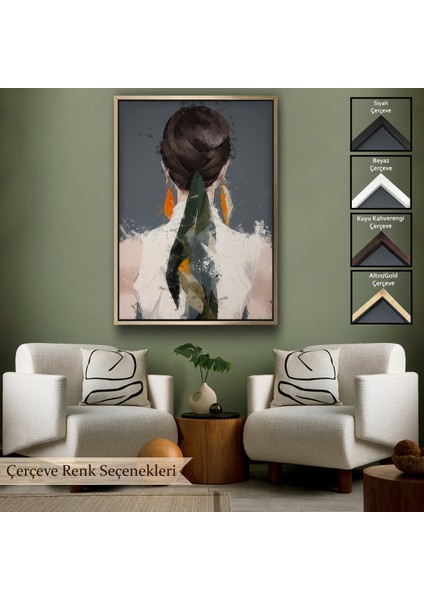 Çerçeveli Dekoratif Kanvas Tablo, Sırtı Dönük Kadın TABLOSU-7574