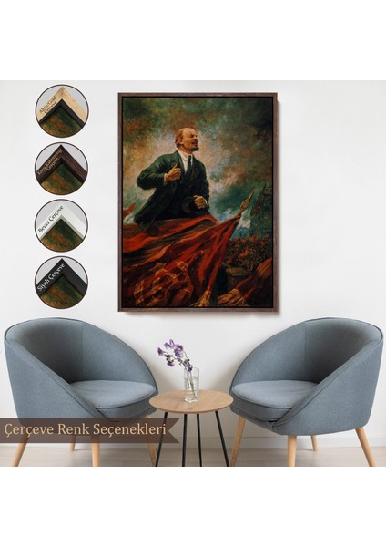 Çerçeveli Dekoratif Kanvas Tablo, Sovyet Lideri Vladimir Lenin TABLO-7677