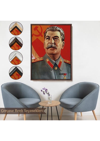 Çerçeveli Dekoratif Kanvas Tablo, Joseph Stalin Rusya ve Sovyetler Birliği Sscb TABLO-7683