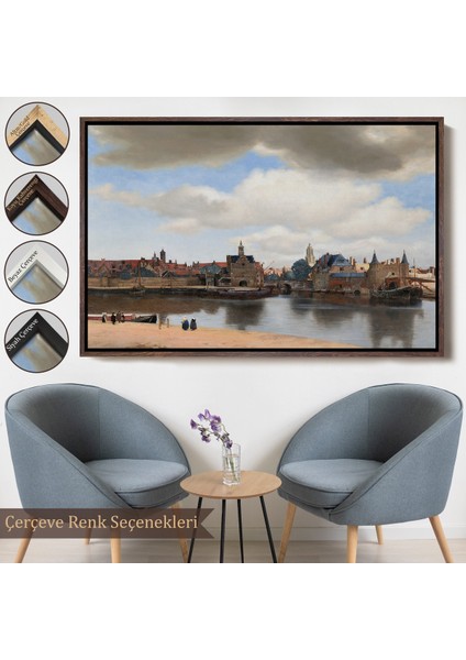 Çerçeveli Dekoratif Kanvas Tablo, Johannes Vermeer - Delft Manzarası Tablı - View Of DELFT-7178