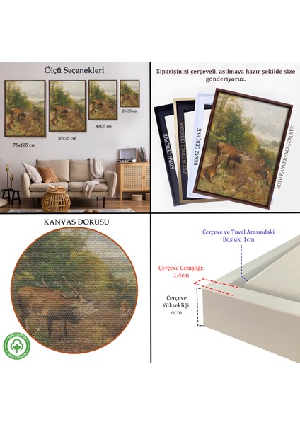 Çerçeveli Dekoratif Kanvas Tablo, Bağıran Geyik TABLOSU-7384 indirimleri