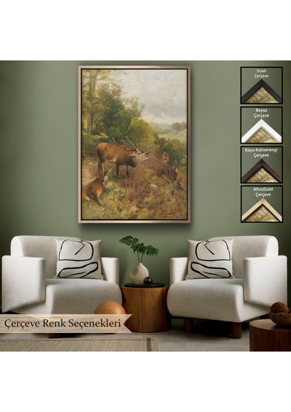 Çerçeveli Dekoratif Kanvas Tablo, Bağıran Geyik TABLOSU-7384