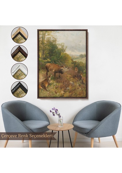 Çerçeveli Dekoratif Kanvas Tablo, Bağıran Geyik TABLOSU-7384