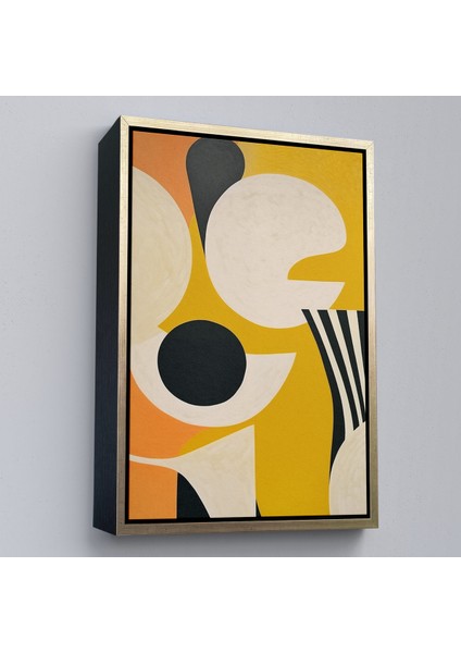 Çerçeveli Dekoratif Kanvas Tablo, Sarı Siyah Tonlu Soyut TABLO-7627 fiyatları