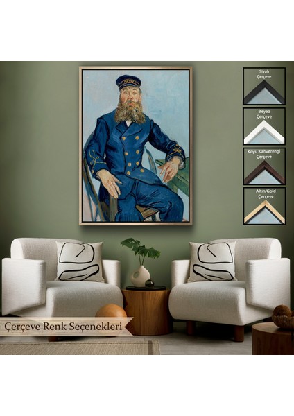 Çerçeveli Dekoratif Kanvas Tablo, Vincent Van Gogh Postacı Joseph Roulin’in Portresi - Postes - 7460