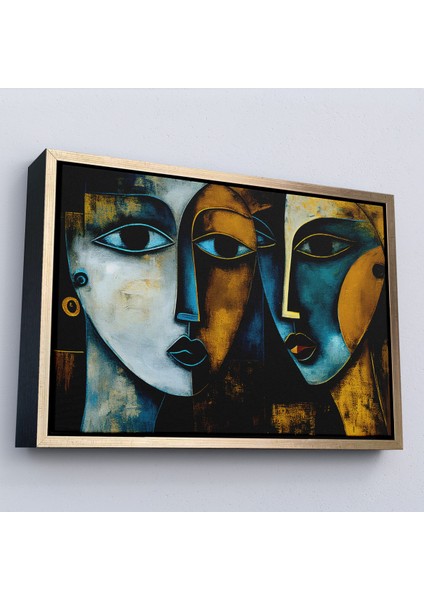 Çerçeveli Dekoratif Kanvas Tablo, Soyut Yüzler TABLOSU-7221