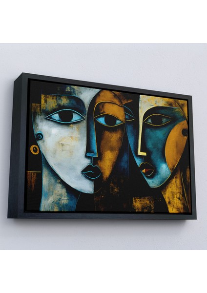 Çerçeveli Dekoratif Kanvas Tablo, Soyut Yüzler TABLOSU-7221 modelleri