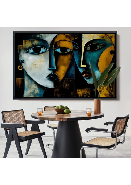 Çerçeveli Dekoratif Kanvas Tablo, Soyut Yüzler TABLOSU-7221