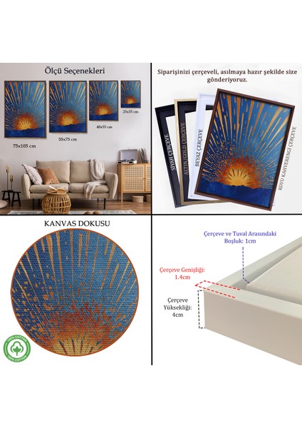 Çerçeveli Dekoratif Kanvas Tablo, Soyut Güneş TABLOSU-7582 indirimleri