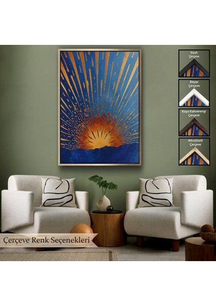 Çerçeveli Dekoratif Kanvas Tablo, Soyut Güneş TABLOSU-7582