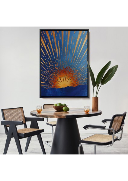 Çerçeveli Dekoratif Kanvas Tablo, Soyut Güneş TABLOSU-7582