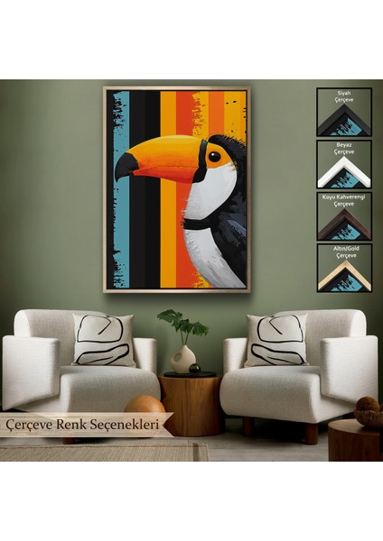Çerçeveli Dekoratif Kanvas Tablo, Toucan Kuşu TABLO-7587