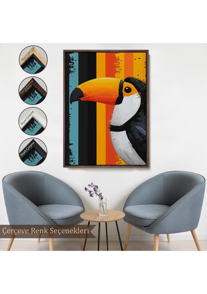 Çerçeveli Dekoratif Kanvas Tablo, Toucan Kuşu TABLO-7587