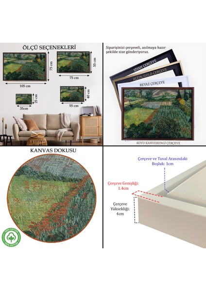 Çerçeveli Dekoratif Kanvas Tablo, Vincent Van Gogh - Gelincikli Tarla - Field With POPPIES-7181 indirimleri