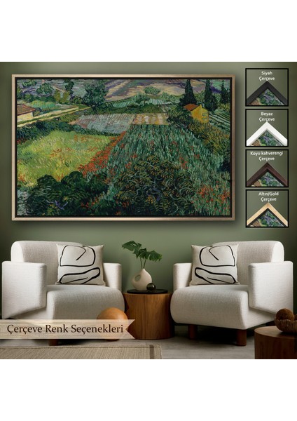 Çerçeveli Dekoratif Kanvas Tablo, Vincent Van Gogh - Gelincikli Tarla - Field With POPPIES-7181