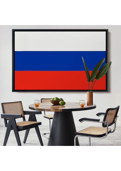 Çerçeveli Dekoratif Kanvas Tablo, Rusya BAYRAĞI-7202