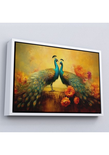 Çerçeveli Dekoratif Kanvas Tablo, Tavus Kuşları TABLOSU-7206