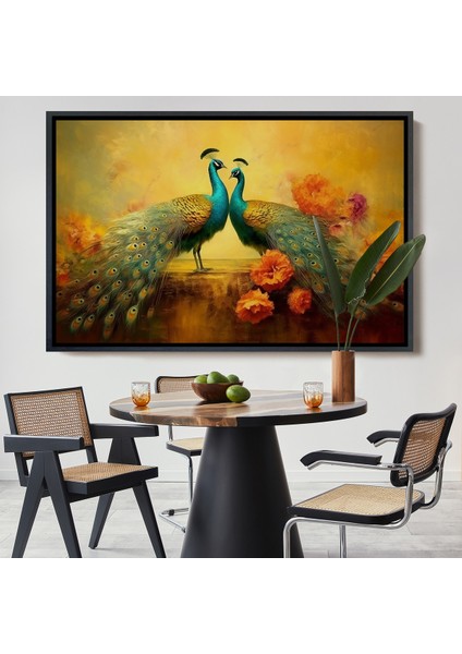 Çerçeveli Dekoratif Kanvas Tablo, Tavus Kuşları TABLOSU-7206