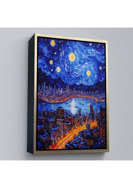 Çerçeveli Dekoratif Kanvas Tablo, Vincent Van Gogh Tarzı New York Manzara TABLOSU-7700 fiyatları