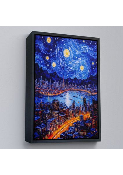 Çerçeveli Dekoratif Kanvas Tablo, Vincent Van Gogh Tarzı New York Manzara TABLOSU-7700 modelleri