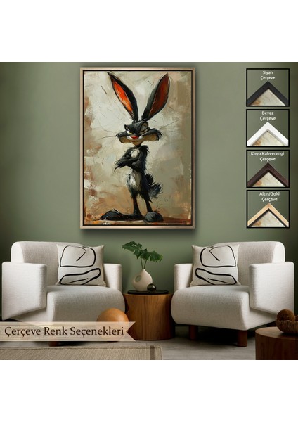 Çerçeveli Dekoratif Kanvas Tablo, Bugs Bunny Tavşan TABLOSU-7710