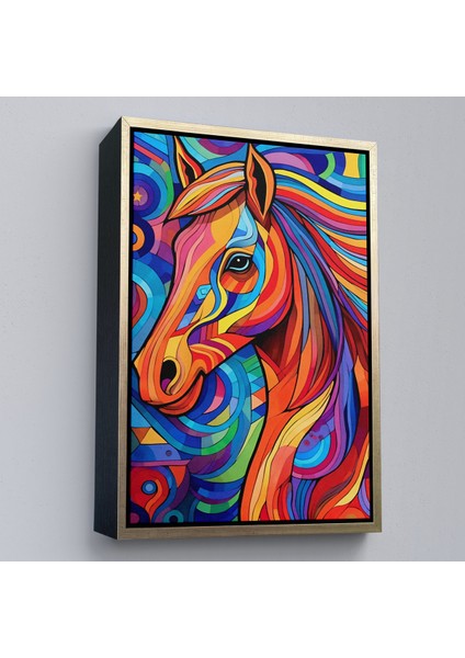 Çerçeveli Dekoratif Kanvas Tablo, Renkli Soyut At TABLOSU-7515 modelleri