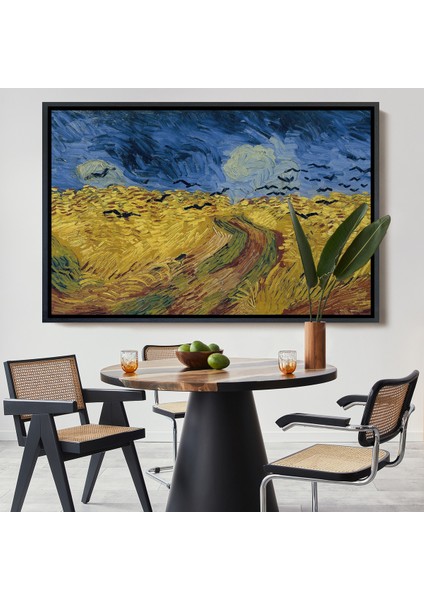 Çerçeveli Dekoratif Kanvas Tablo, Vincent Willem Van Gogh - Kargalarla Buğday Tarlası TABLO-7190