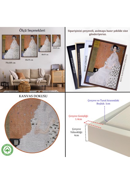 Çerçeveli Dekoratif Kanvas Tablo, Gustav Klimt Fritza Riedler'in Portresi TABLO-7340 indirimleri