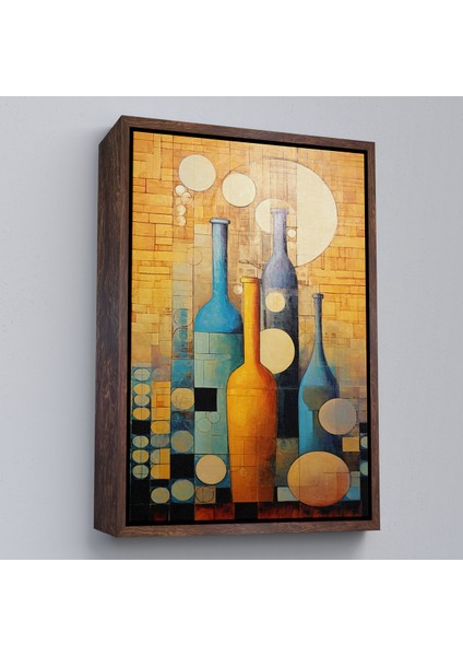 Çerçeveli Dekoratif Kanvas Tablo, Soyut Şarap Şişeler TABLOSU-7539 fiyatları