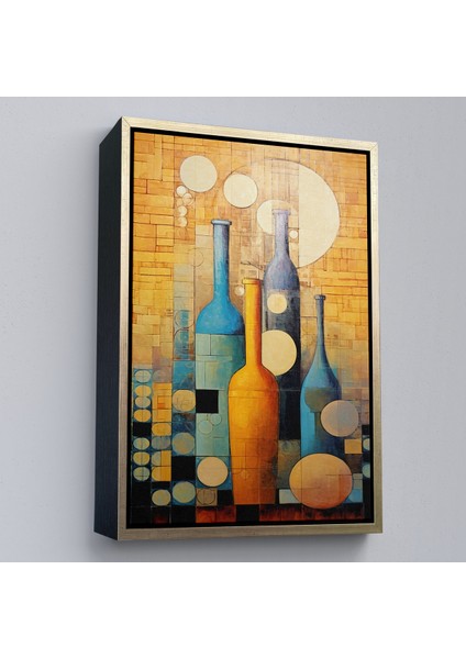 Çerçeveli Dekoratif Kanvas Tablo, Soyut Şarap Şişeler TABLOSU-7539 modelleri