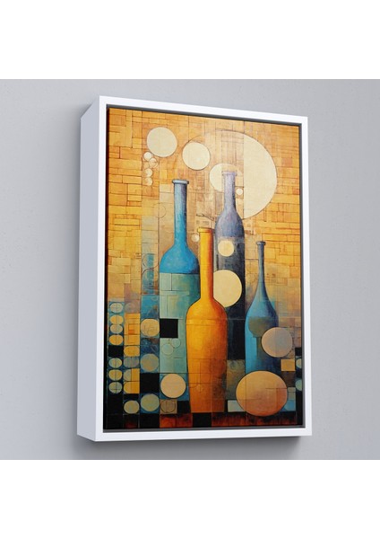 Çerçeveli Dekoratif Kanvas Tablo, Soyut Şarap Şişeler TABLOSU-7539 fırsatları
