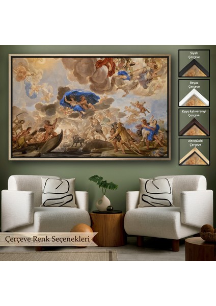 Çerçeveli Dekoratif Kanvas, Floransa, Italya Palazzo Medici'nin Tavan Panoramik Görünüm TABLOSU-7239