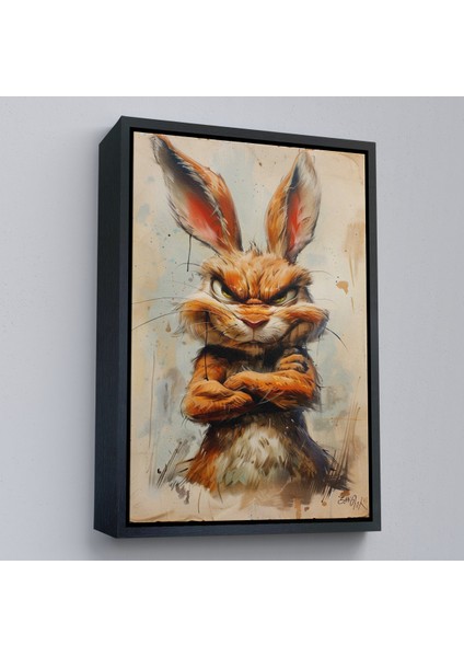 Çerçeveli Dekoratif Kanvas Tablo, Sinirli Tavşan TABLOSU-7785