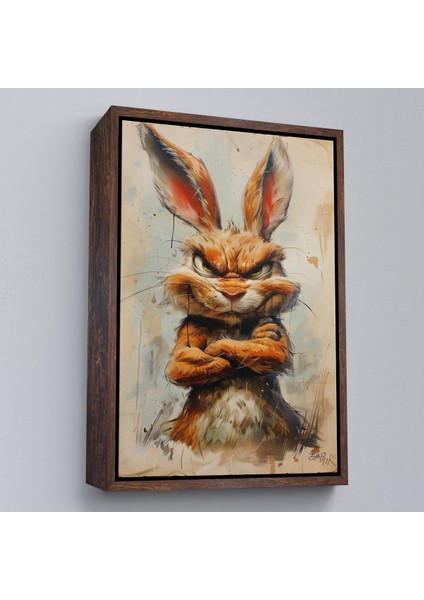 Çerçeveli Dekoratif Kanvas Tablo, Sinirli Tavşan TABLOSU-7785 fiyatları