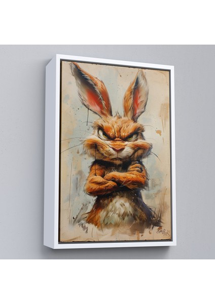 Çerçeveli Dekoratif Kanvas Tablo, Sinirli Tavşan TABLOSU-7785 fırsatları